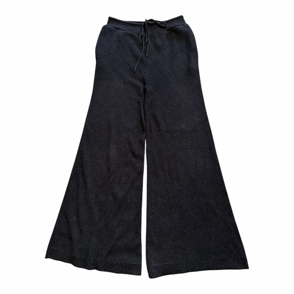 Zara Pants - Zara Brownish Black Knit High Rise Super Wide Leg Pants size S